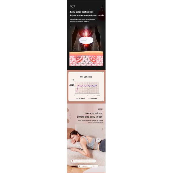 Remote Hot Abdominal Compress Massage Home Office Voice Medical Device Physiotherapy Support Belt Wireless Body Massager Belt