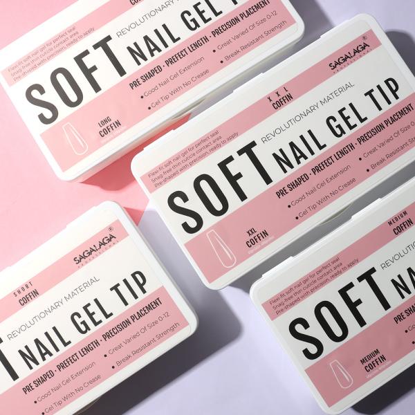Selling Units Single item SAGALAGA Long Coffin Tips Nail 3xl Full Cover Soft Gel Tips for Press on Nail Transparent Tip