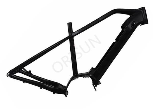 Black Electric Mountain Bike Frame , Aluminum Alloy Motorized Bicycle Frame