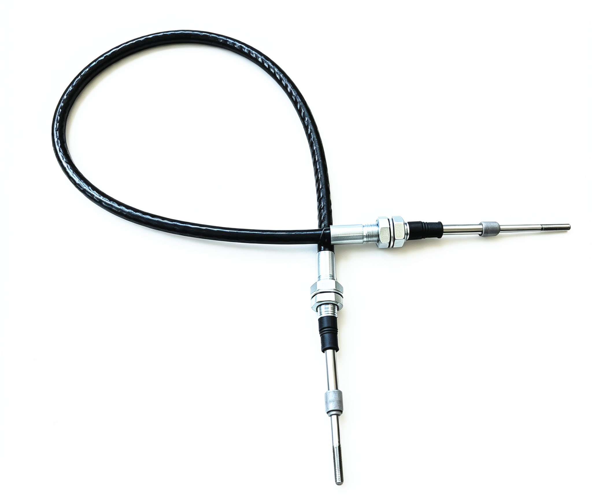 Bidirectional Push-Pull Control Cable Assembly, Dual Threaded Bulkhead End Fittings