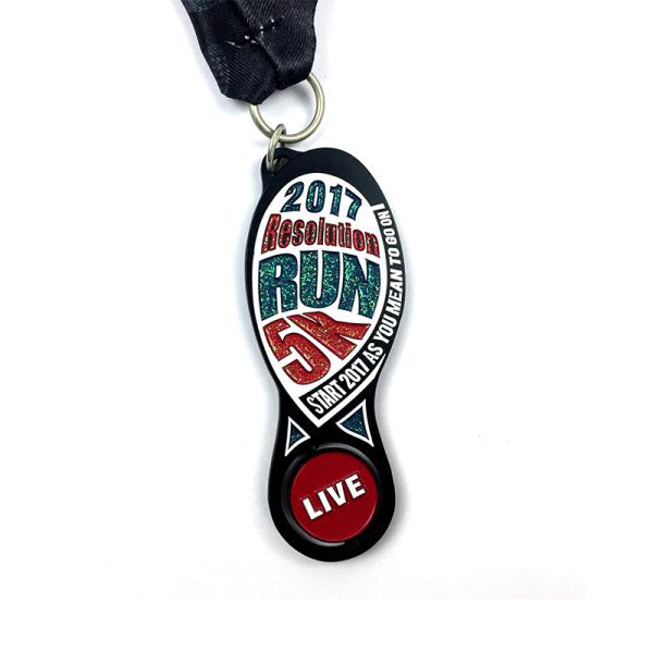 Medalla de brillo de esmalte suave con cinta