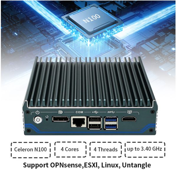 N100 MiniPC with 4 LAN Ports DDR4 RAM and Intel Processor for Industrial Applications