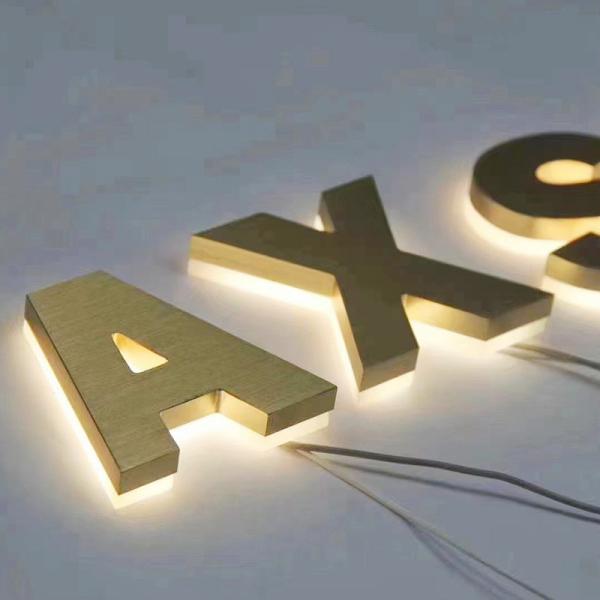 Fonte de luz LED Aço inoxidável Cor de ouro retroiluminado