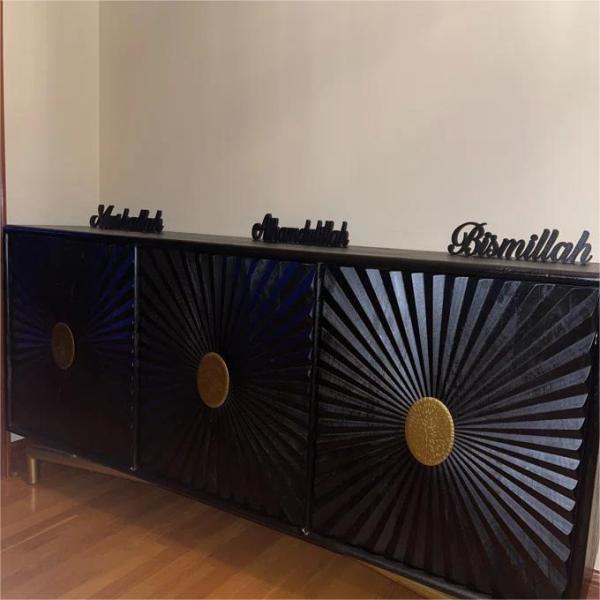 Customized 40 Inch Buffet Cabinet Black TV Sideboard MDF Material
