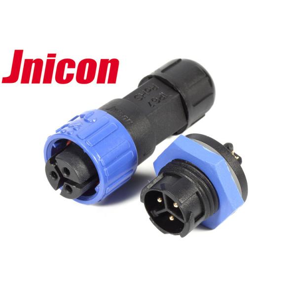 Push Locking IP67 Waterproof Connector , PA66 M16 3 Pin IP67 Connector