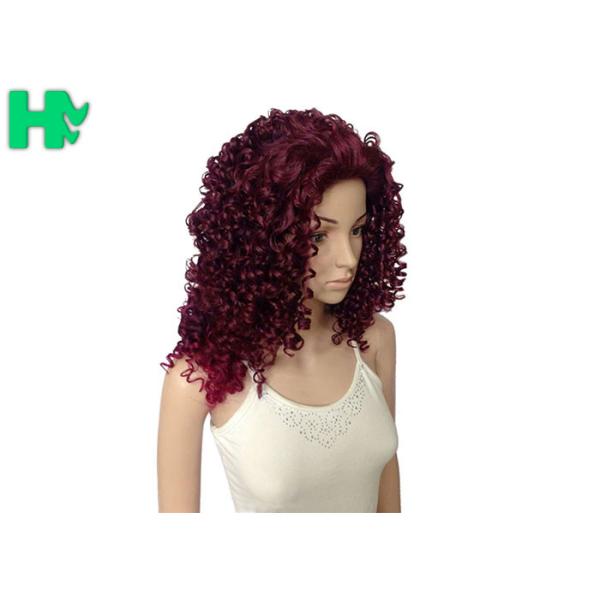 Body Wave Wine Red Long Synthetic Wigs Afo Kinky Curly 18 inches