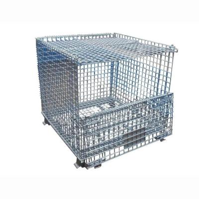 Metal Wire Mesh Storage Cages , Stackable Collapsible Wire Mesh Containers