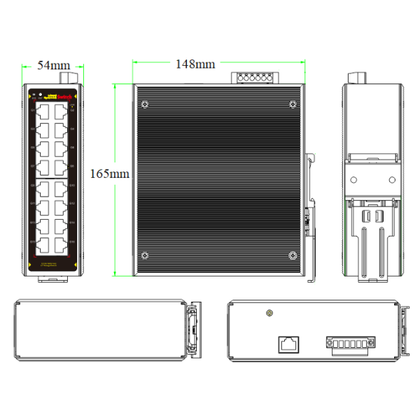 16 Port Gigabit Managed Industrial Ethernet Switch With L2+ Network Management