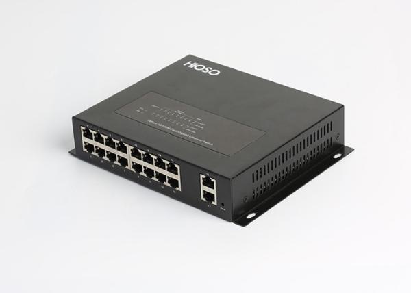HiOSO 16 100M Ports 2 100/1000M Rj45 Network Switch , Fiber Optic Cable Switch