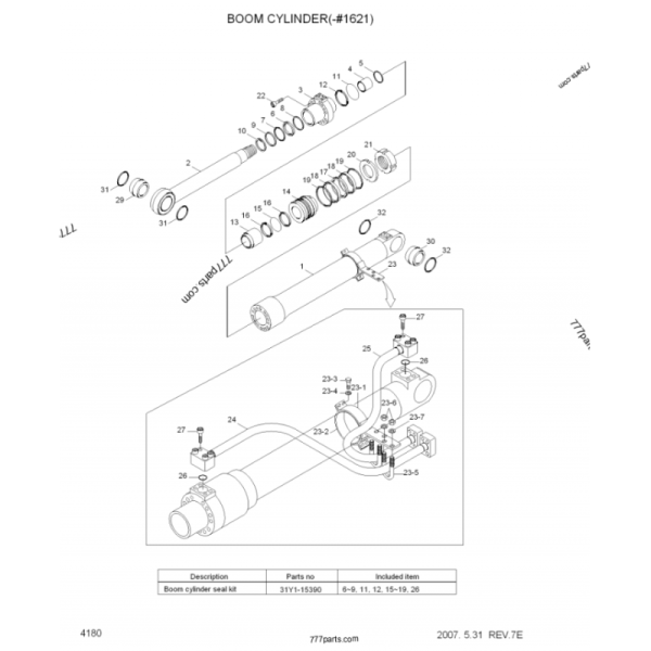 R305-7 R305LC-7 Hydraulic Boom Cylinder for Kobelco Excavator Spare Parts 31YC-61132 31Y1-15320 31Y1-15160 Aftermarket High Quality