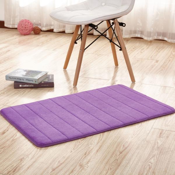 Thick Memory Foam Floor Mats , Bulky Fleece Fabric Grey Fast Drying Bath Mat