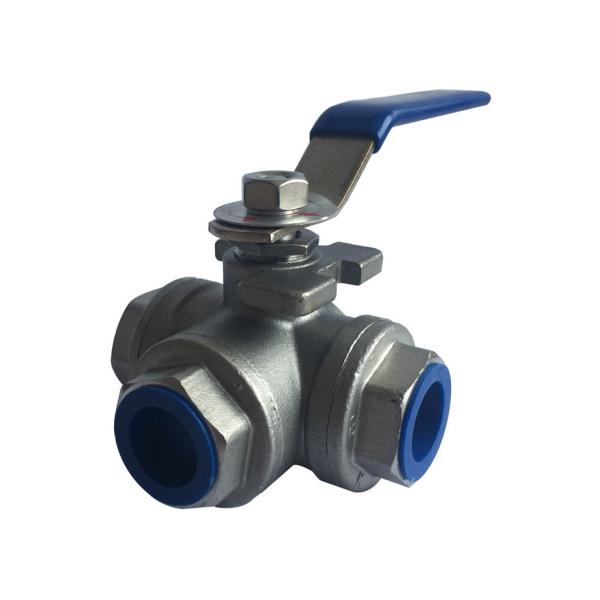 CF8M BSP 3 Way Ball Valve  L type  Female Threaded 6.3Mpa / 1000PSI