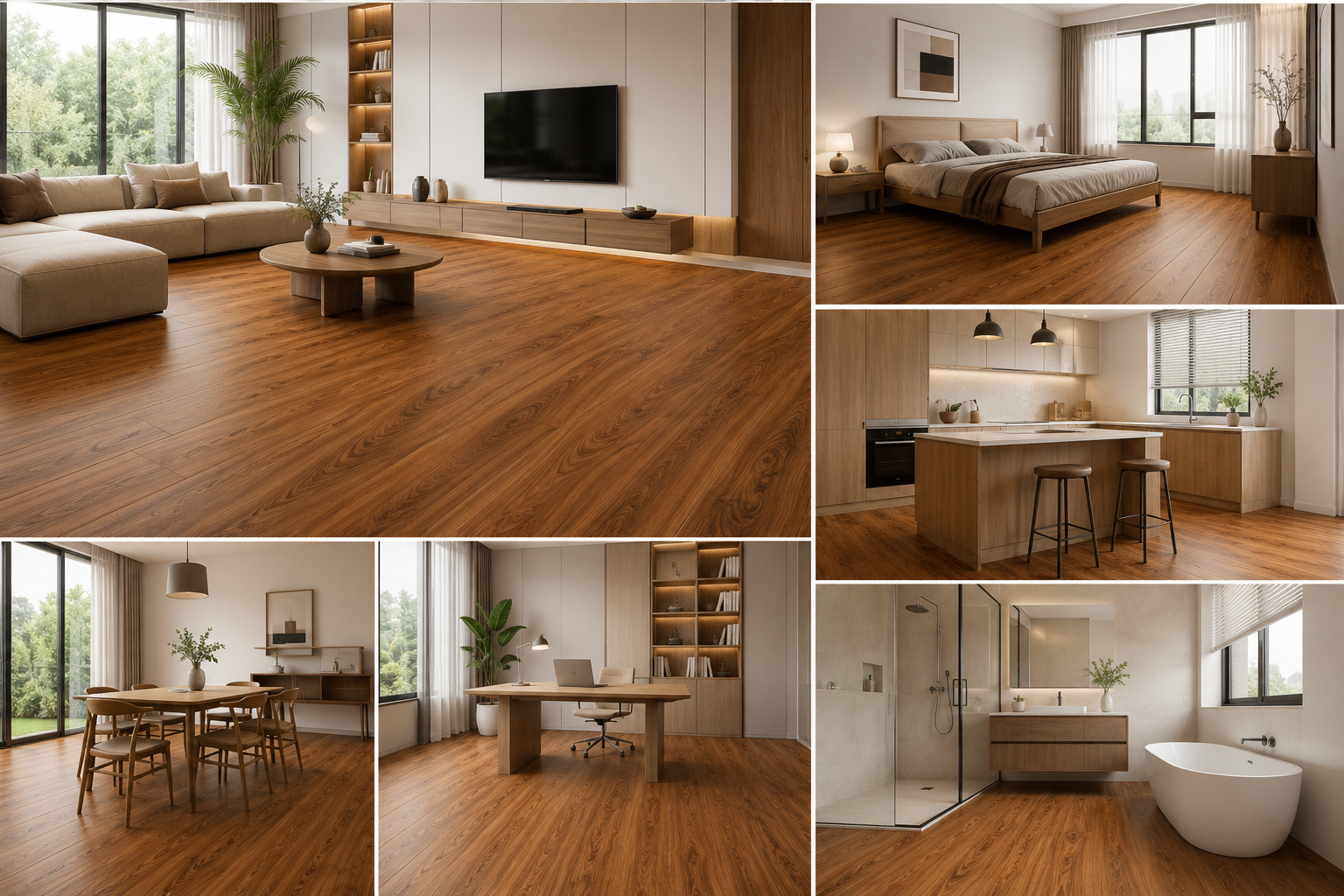 Wood Grain SPC Flooring Waterproof Vinyl Planks Stain Resistant for Home Restaurant