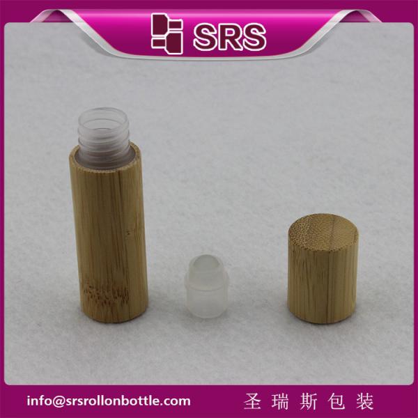 SRS 5ml bamboo roller ball bottle, bamboo roll on bottle with plastic ball