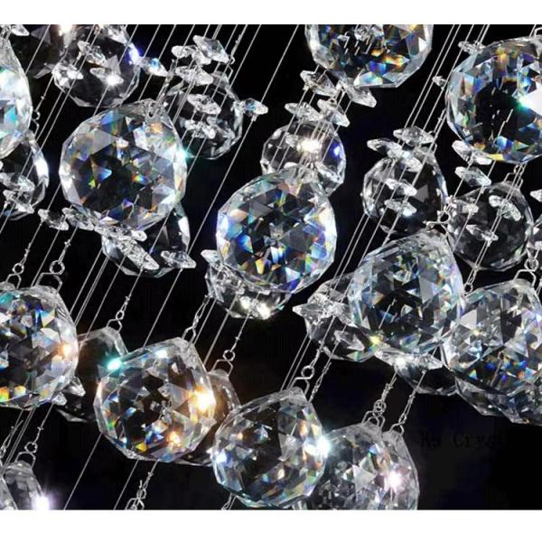 Customized Modern Living Room LED Wave Rectangular String Crystal Lamp Hotel Engineering Crystal Hanging Chandeliers