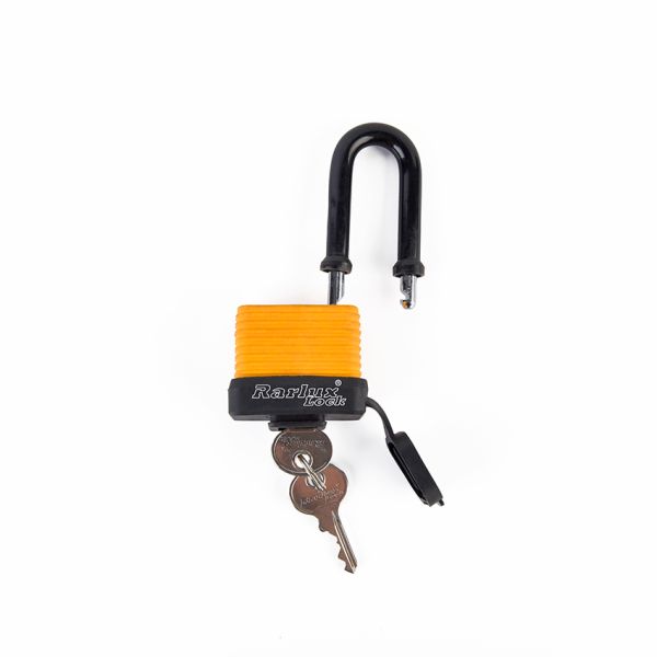 Rarlux Anti-rust Waterproof Steel Padlock with Plastic Cover Long Shackle Laminated Design-Zhejiang Origin