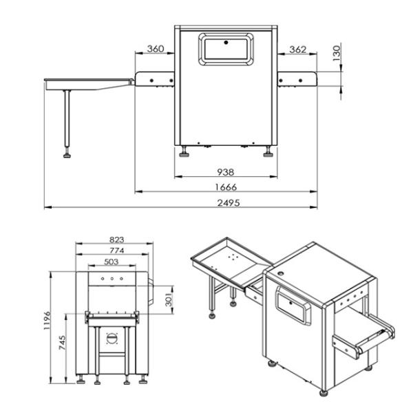 SF6550 Hotel use X Ray Baggage Scanner , Dual Energy  X ray Inspection System