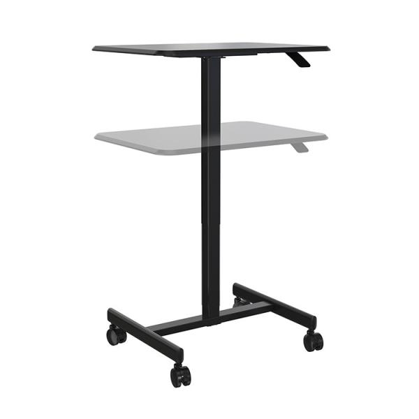 Modern Rustic Brown Mechanical Sit Standing Desk with Pneumatic Height Adjustment