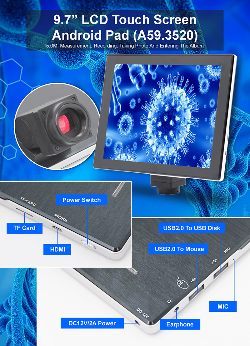OPTO-EDU A33.1502 микроскоп Lcd портативной машинки 9,7