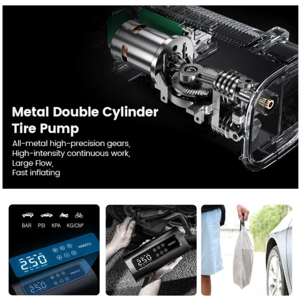 YANTU A23 Portable Wireless Rechargeable Tire Inflator 12V Electric Automatic Silent