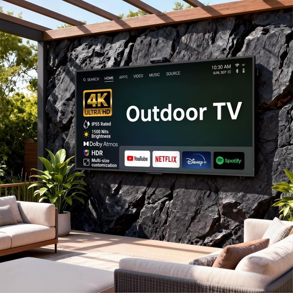 Waterproof Outdoor TV with Google TV 1500-3000nits Sunlight Readable Screen