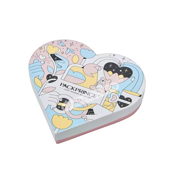 Adorable Heart Shaped Chocolate Gift Box With Plastic Insert Custom Printed Candy Rigid Box