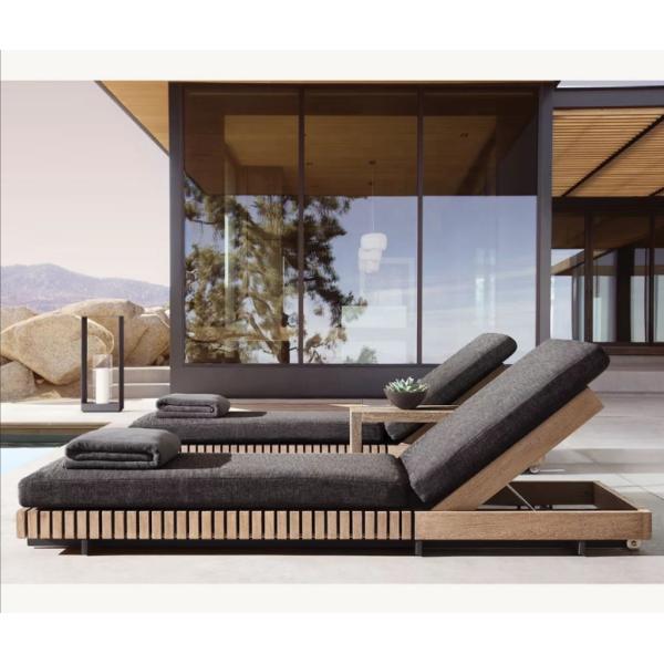 Modern Design Solid Wood Chaise Lounge Chair for Outdoor Furniture Sunbathing and Relaxing
