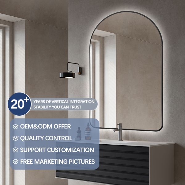 Aluminum Alloy LED Framed Mirror Anti Fog IP44 Waterproof For Bathroom Hotel Project