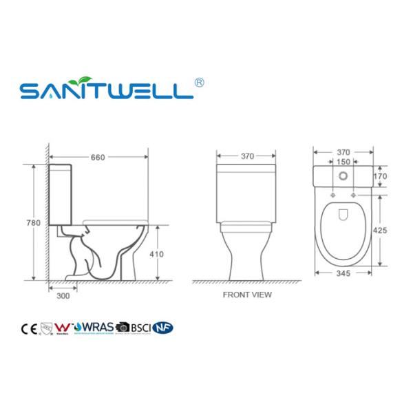 SW2024A Comfortable Close Coupled Toilet With Two Piece Ceramic Siphon Flushing