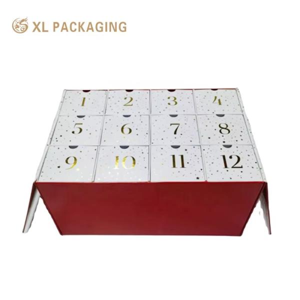 XL Packaging Custom Luxury Boxes Christmas Printing Design Advent Calendar Box 12 24 Days Star Tree Type Inside Full Colour Skin Care Cosmetic Gift Box