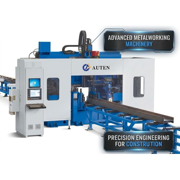 55KW Total Power Cnc I Beam Drilling Sawing Processing Machine Line 3 Tool Magazines