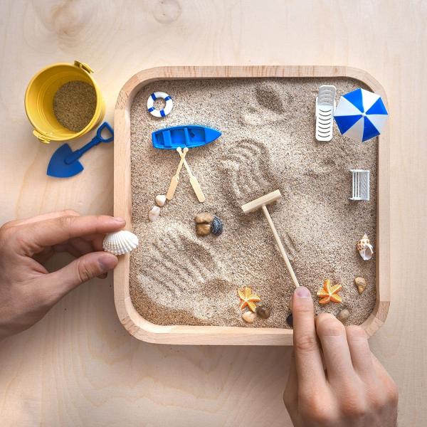 Sand Garden for Desk Landscape Sandbox Stress Relief Toy Gift Home Office Living Room Decoration Crafts