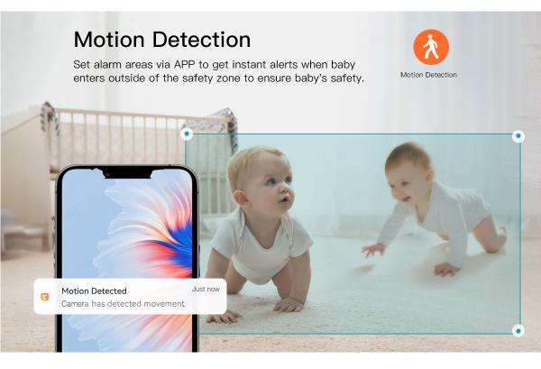 1080P Wifi 2.4Ghz FHSS PTZ Camera Baby Monitor 5.5 Inch With Playback And Lullabies