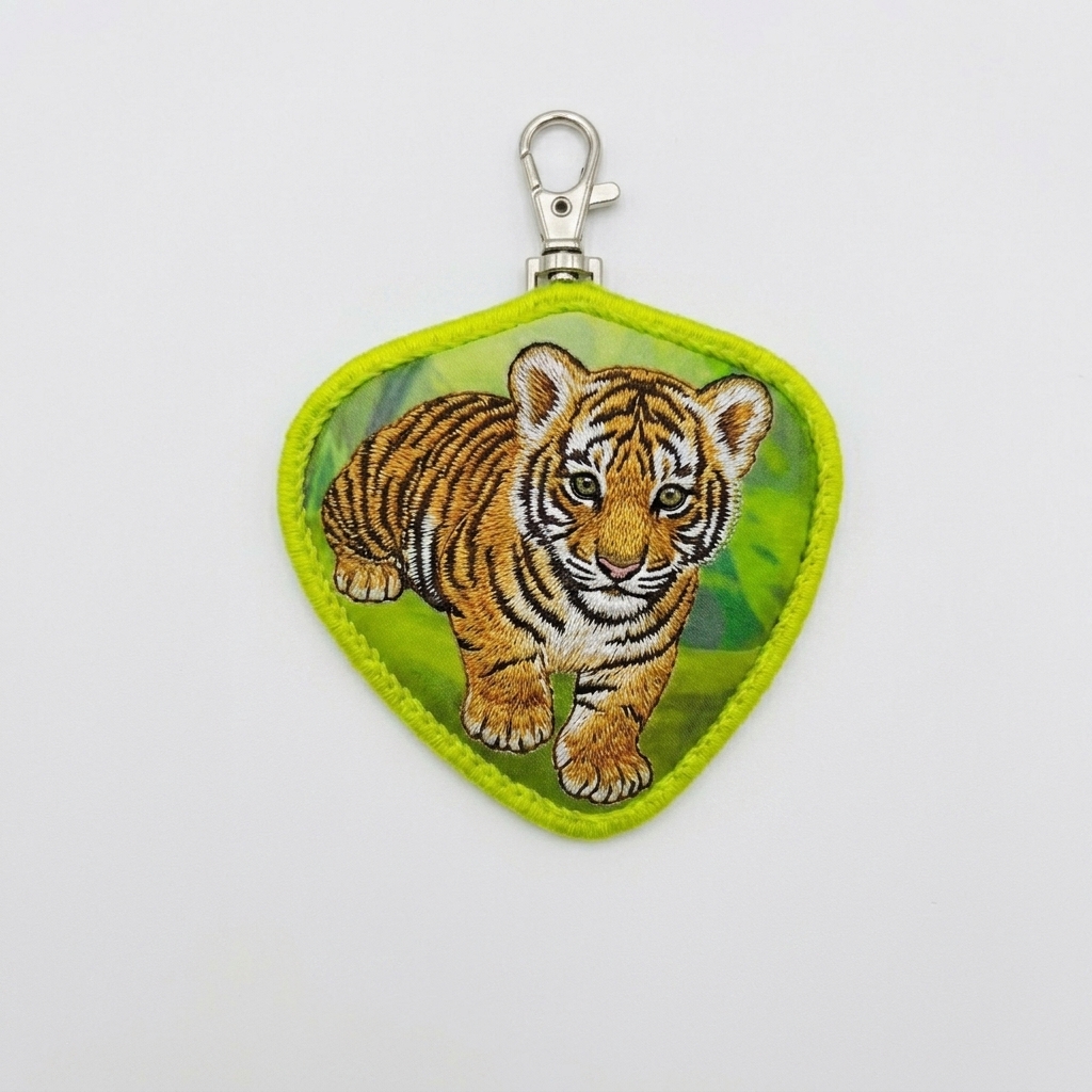 Customized Eco-Friendly Rubber Silk Screen Printed Rectangular Hanging Ring Embroidery Keychain