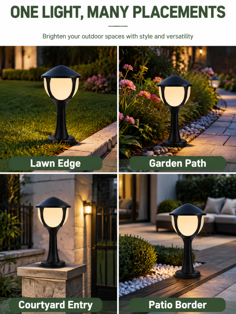 Outdoor LED Garden Lights 12W IP65 Garden Post Lamp CCT 2700K-6500K for Landscape Lighting