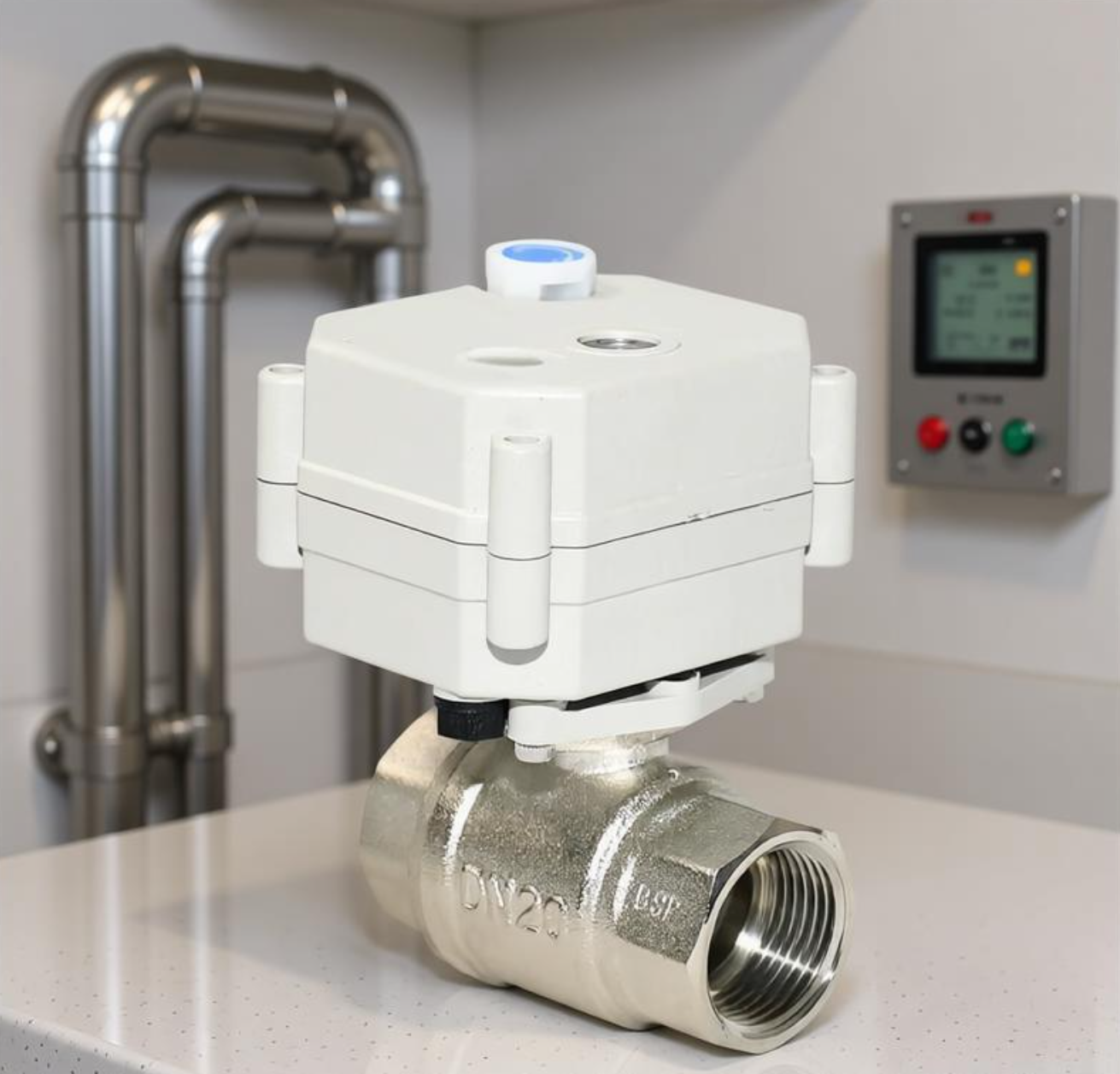 Etrany 2 Way DC12V 3/4'' Female-male Nickel Plated Brass Water Flow Control Electric Actuator Ball Valve IP67 Protection