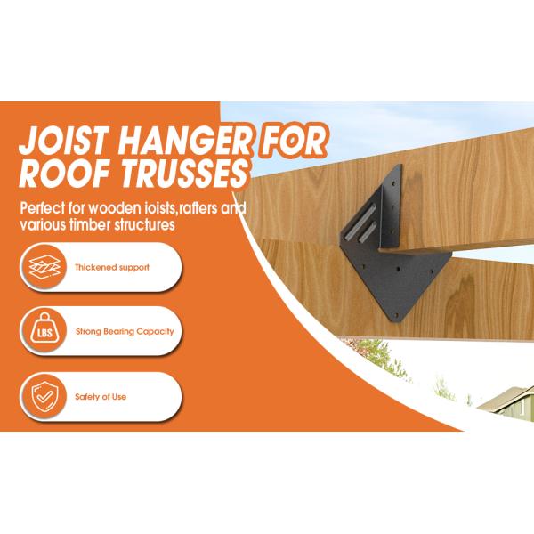 Black Hurricane Tie Clips Fits 2x4 2x6 Truss to Rafter Connectors for Roof Joist Hanger Truss Timber Connectors