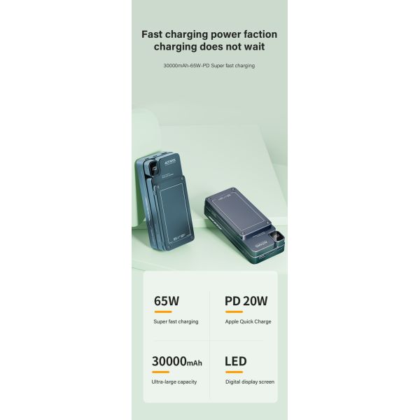 ABS Double USB Battery Laptop Charger Power Bank OEM/ODM 30000mah 65w/20w