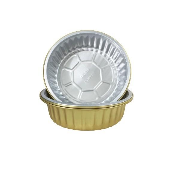 Taças de papel de alumínio dourado com tampa descartável caixa de churrasco redonda recipiente de almoço para levar