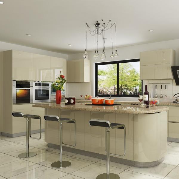 Вытягиваемая корзина Меламинные кухонные шкафы Белые кухонные шкафы OEM