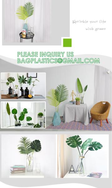 Kinds Artificial Palm Leaves Tropical Fake Leaves, Monstera Leaf Faux Leaves Party Table Decoration Wedding Birthday