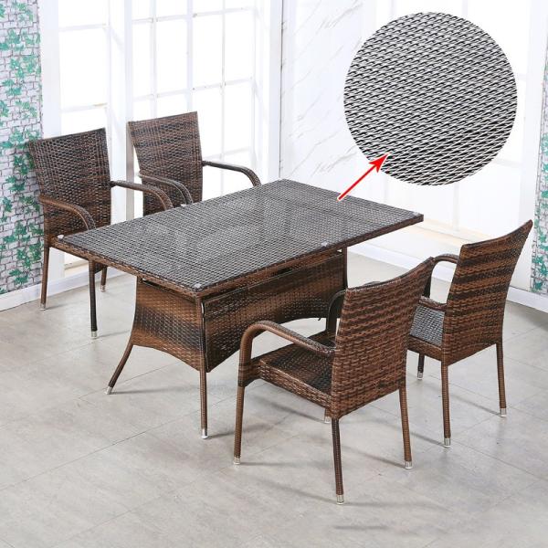 Garden Chair Set 7-Piece Wicker Patio Dining Furniture with Rectangular and Round Table