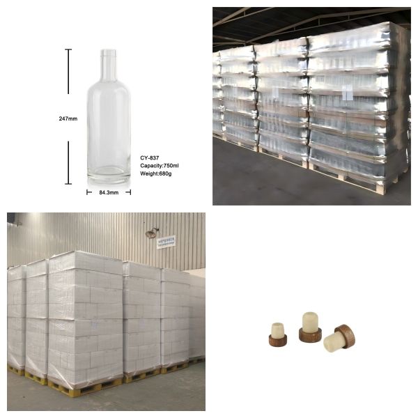 Crystal White Bar Top Liquor Glass Bottles For Gin 750ml 680g CY-837