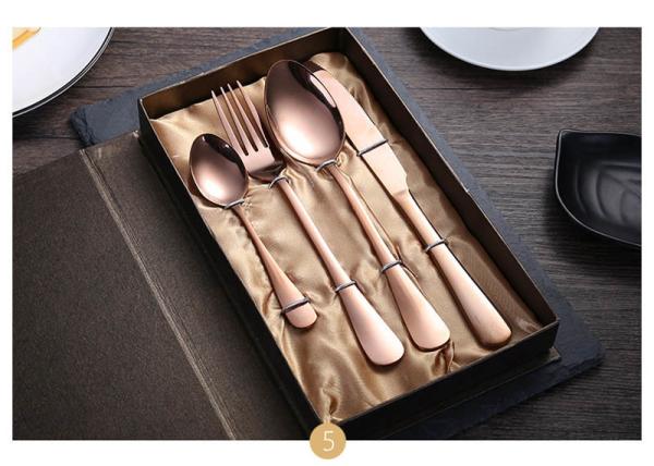 Gold Plated 410 Stainless Steel Tableware Set Steak Knife Fork And Spoon