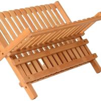 Compact étagère pliable en bois étagère de cuisine étagère de séchage de vaisselle en bambou