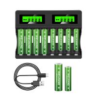 Display LCD Carregador de bateria recarregável inteligente com 8 slots para AA / AAA NiMh NiCd