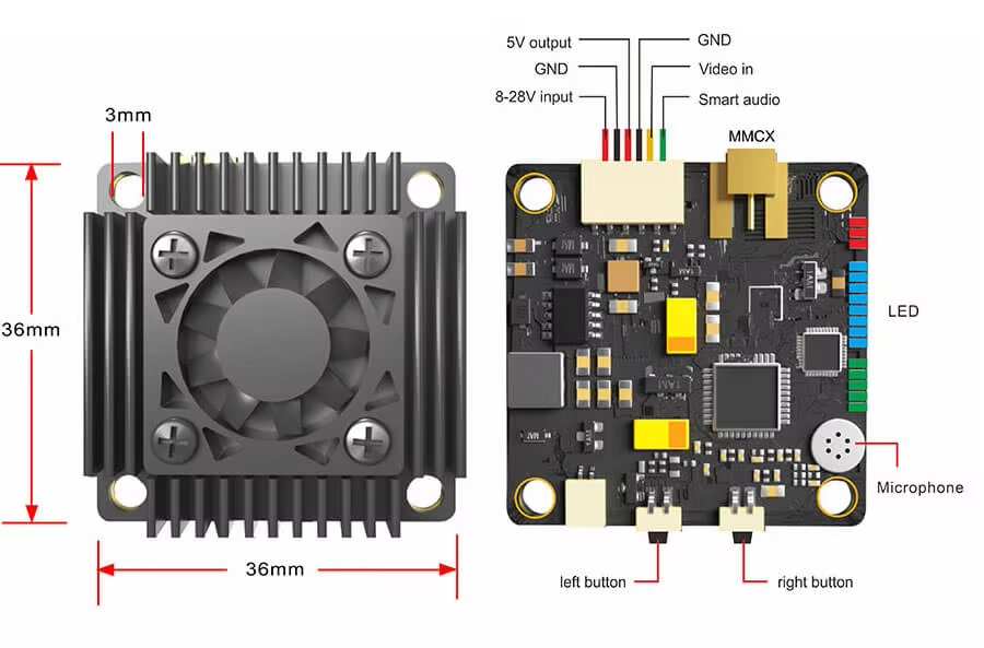 AKK Ultra Long Range VTX 4.9G 5.8G 3W up to 10Km VTX With Fan MIC Smartaudio 30.5*30.5mm for RC FPV Drone Fpv Drone Vtx