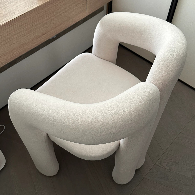 Cream Style Dressing Table Bedroom Upholstered Accent Side Chair Comfortable Arms Beige Makeup Vanity Chair for Living Room