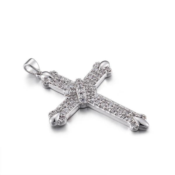 Anti-Allergic White Cross Pendant For Women Silver Plated 1.5mm