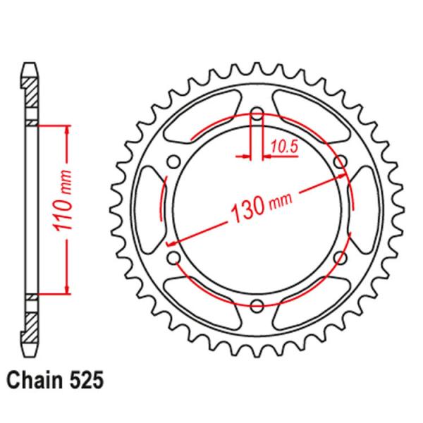 Improve Your Yamaha YZF R6 R7 Performance with Our 525 41-50T Ladle Aluminum Sprocket